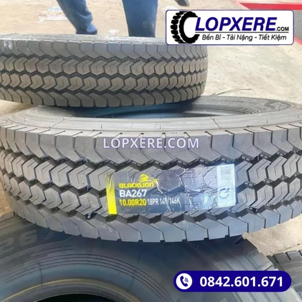 Lốp xe ben Blacklion 10.00r20 BA267 gai xuôi hỗn hợp 18PR giá tốt