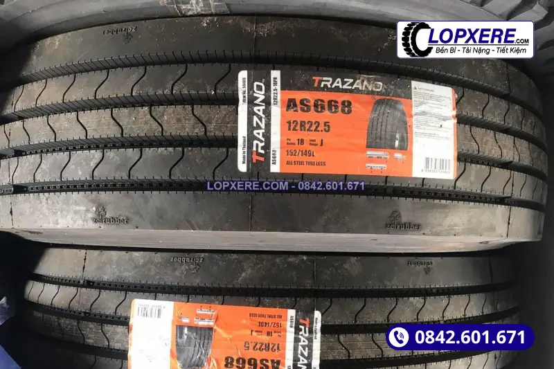 Lốp 12r22.5 gai xuôi thẳng thương hiệu Trazano
