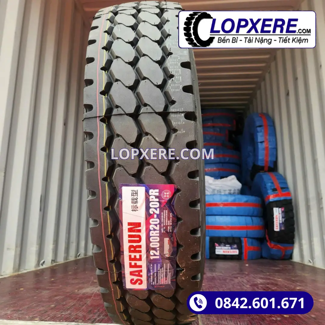 Lốp Saferun 12.00r20 XR969 gai xuôi hỗn hợp 20PR giá tốt