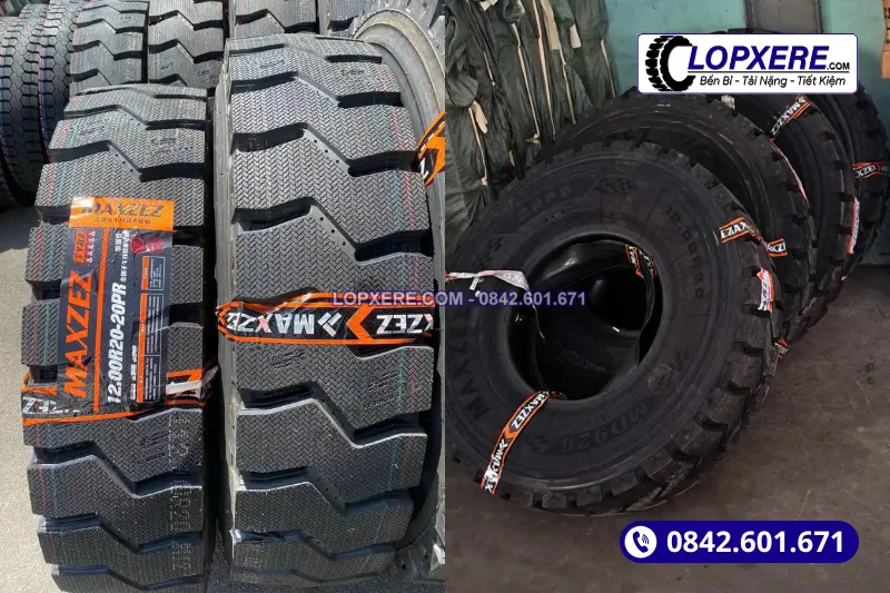 Mẫu lốp xe ben 1200r20 gai bệt cho xe chạy mỏ đá hoặc công trình