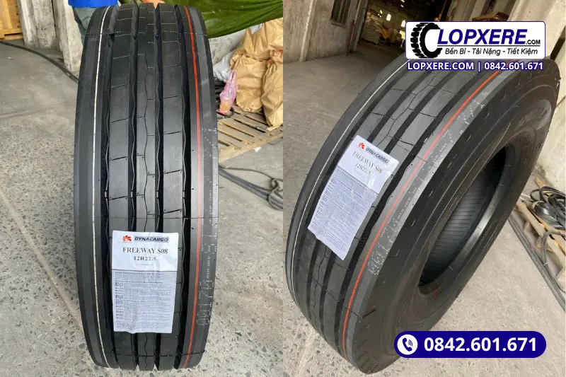 Lốp S08 12r22.5 gai xuôi thương hiệu Dynacargo